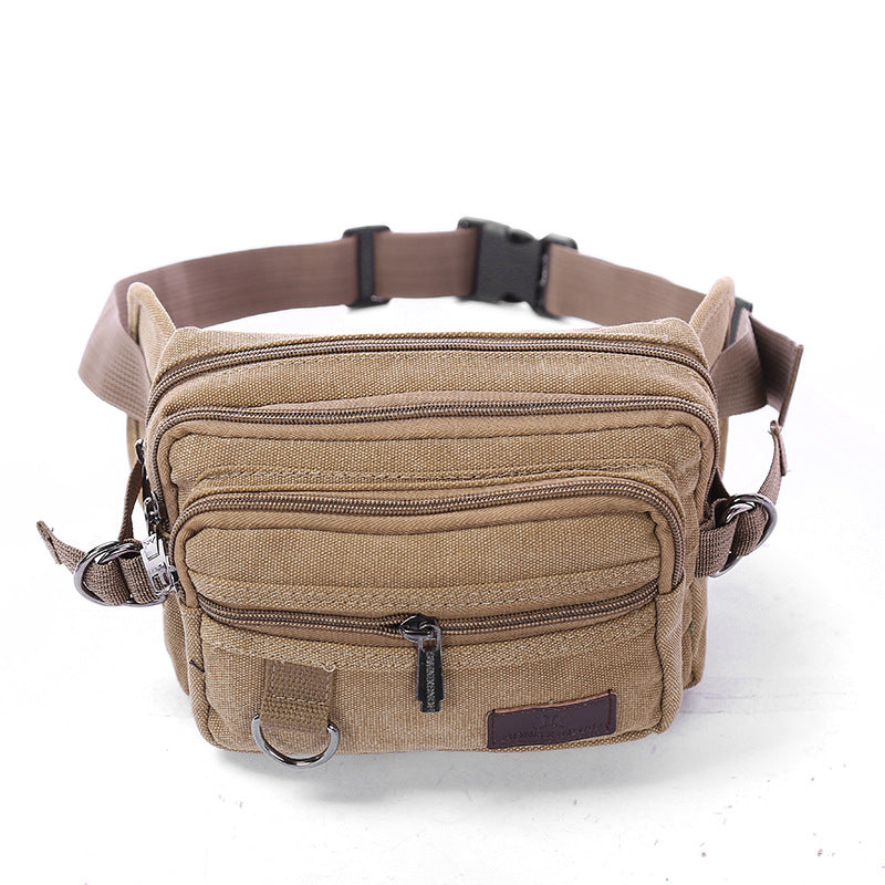 Men's Canvas Fanny Pack | 4-Pocket Outdoor Waist Bag