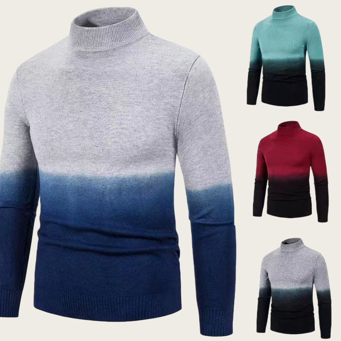 Men's Thermal Mid Neck Pullover – Gradient Knit Sweater