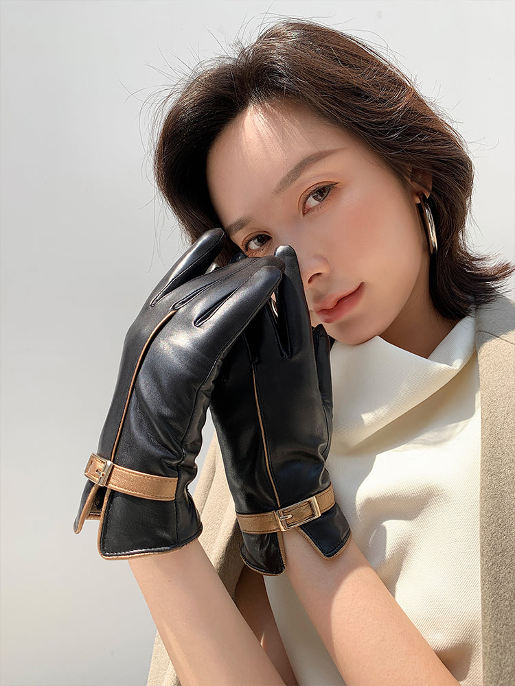 Damen Schafleder Touchscreen Handschuhe – Warm Anti-Rutsch Driving