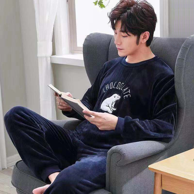 Herren Pyjama Korallenfleece Winter | Warmes Homewear Set