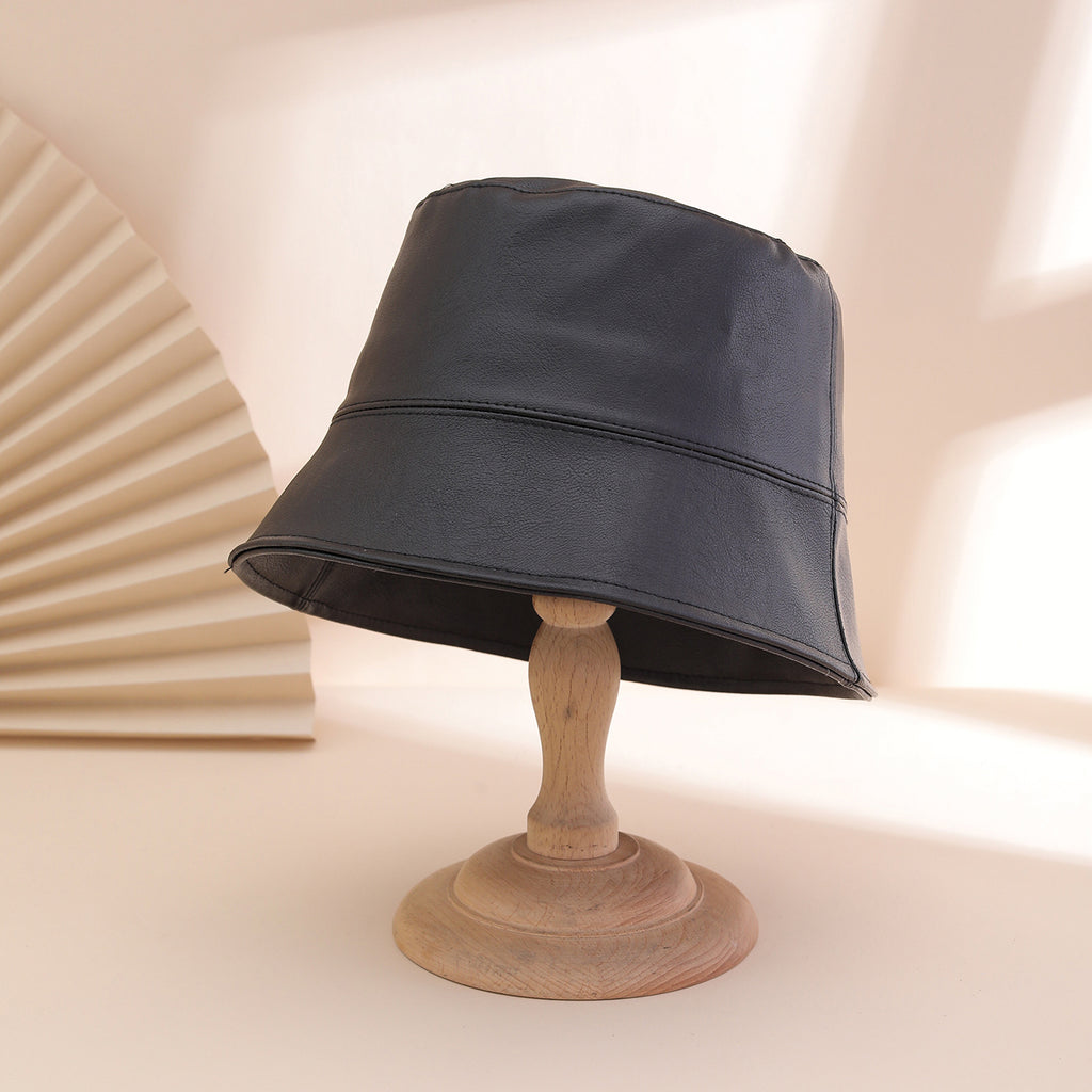 Retro PU Leather Fisherman's Hat – Stylish Women's Bucket Hat