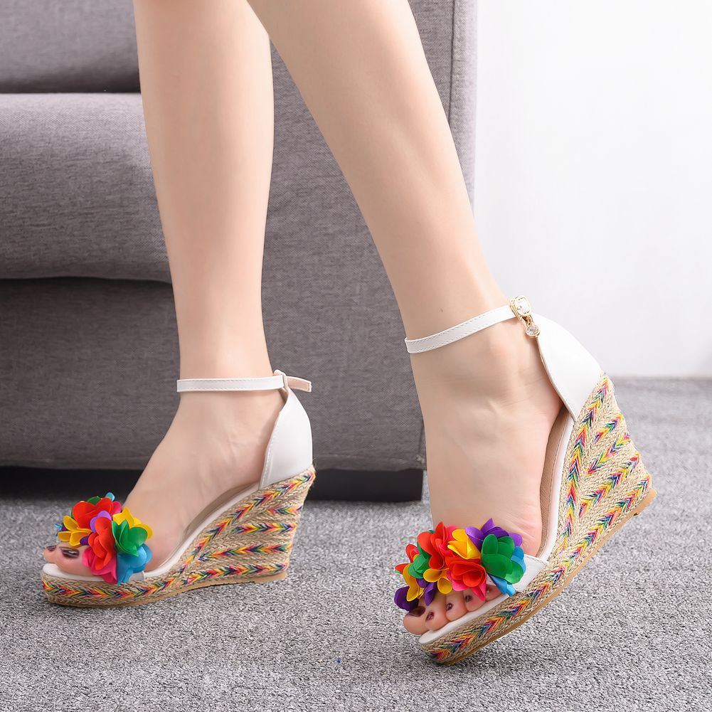 Women's Floral Wedge Sandals | Summer Peep-Toe Sandals