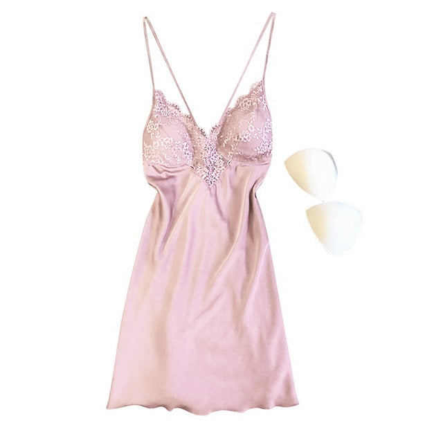 Women's Satin Nightwear | Sexy Pajama Set with Lace