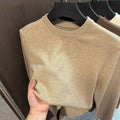 Men's Knitted Crew Neck T-Shirt Plain – Casual Long-Sleeve Basic Pullover
