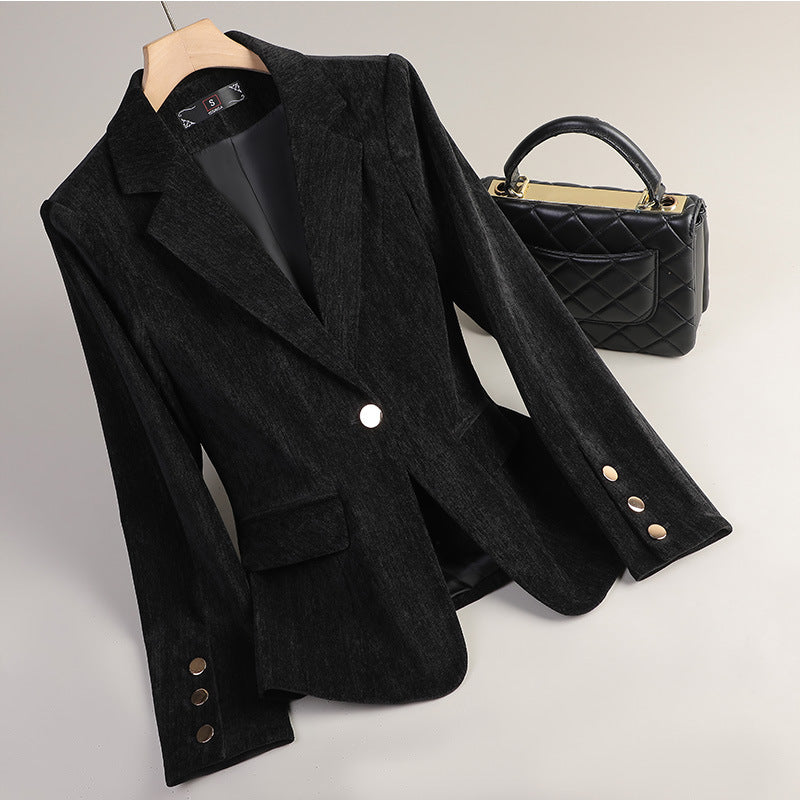 Damen Samt Blazer Slim Fit – Eleganter Gold Velvet Business Look