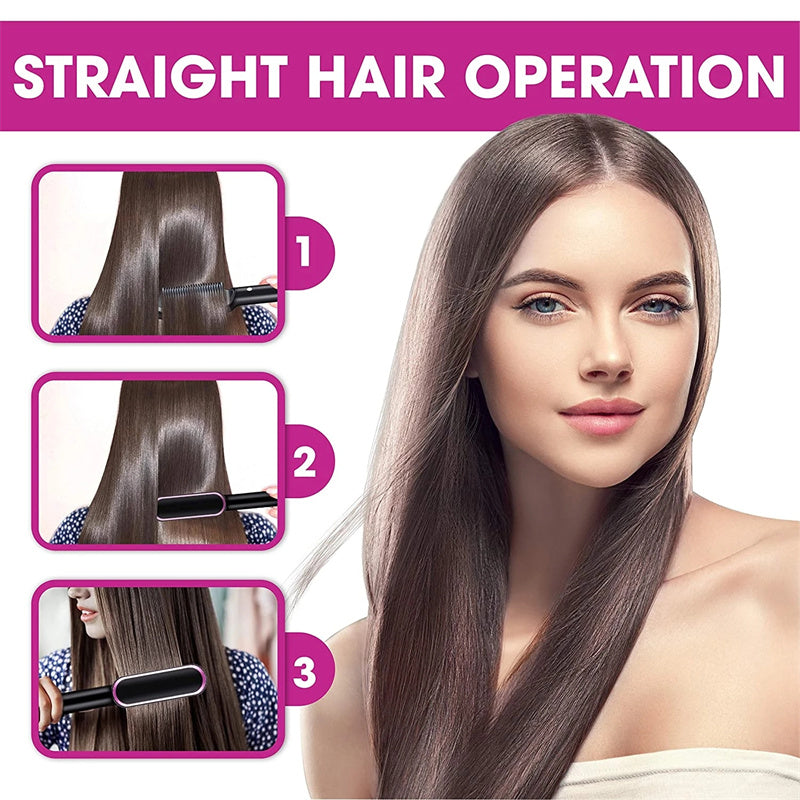2-in-1 Glättungsbürste & Lockenstab – Ionen Haarstyler Elektrisch