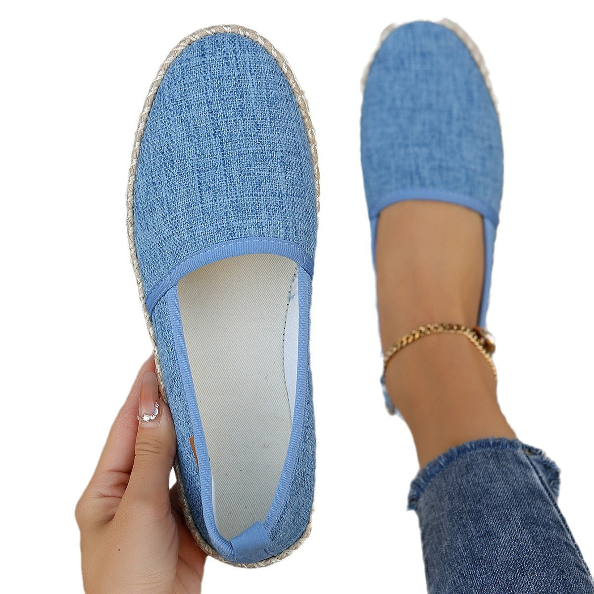 Women's Espadrilles Comfortable | Fabric Slip-On Rope Sole Casual