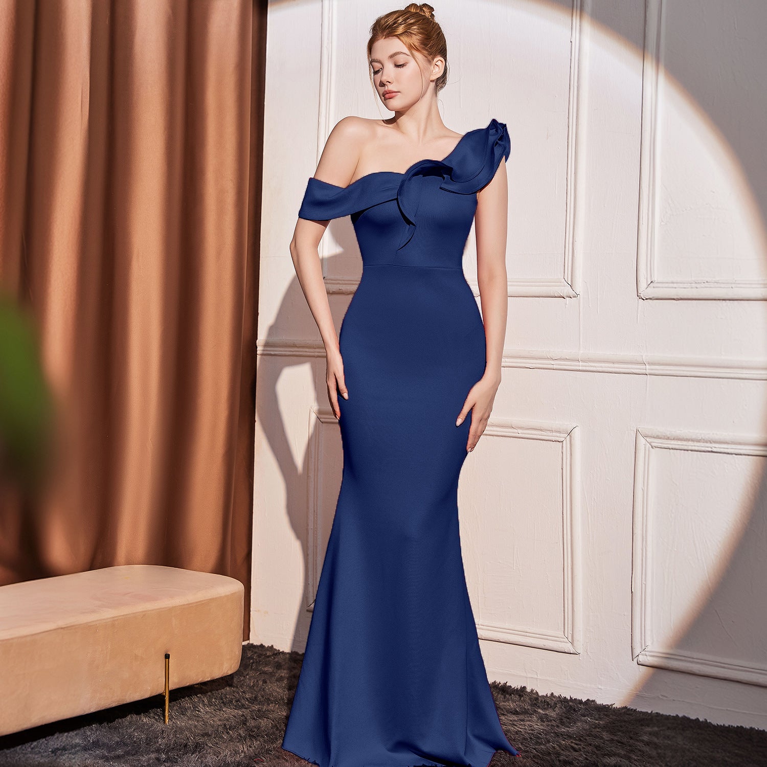 Luxury One-Shoulder Evening Dress | Elegant Maxi Dress with Slit