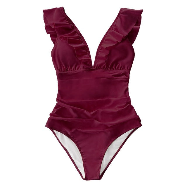 Elegant Women's Swimsuit with Bikini Look - Figure-Hugging Swimwear