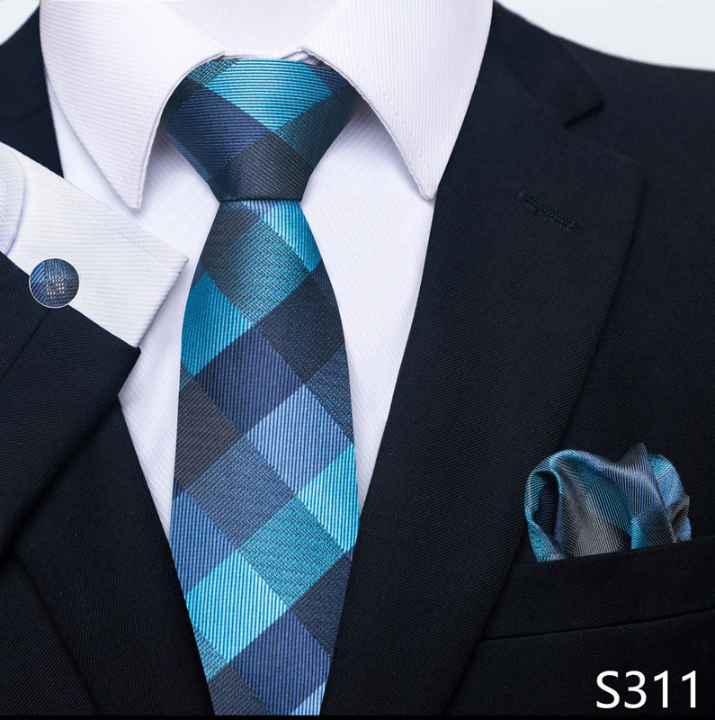 Men's Tie Set Business Scarf Cufflinks Elegant