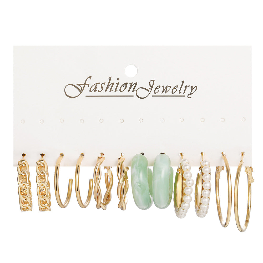 Acryl C-Form Ketten-Ohrringe Set – Moderne Trend Ohrhänger für Damen