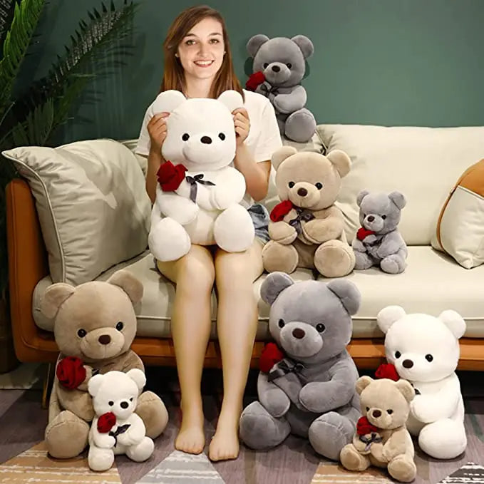 Teddy Bear with Roses | Plush Gift Valentine's Day Cushion