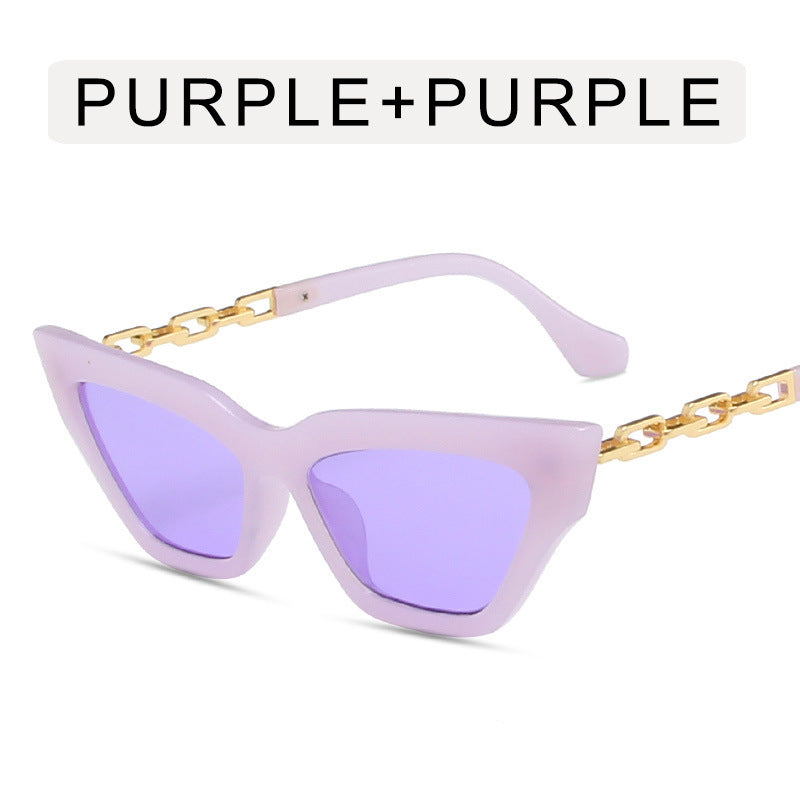 Damen Cat Eye Sonnenbrille mit Kette – Luxus Fashion Brille