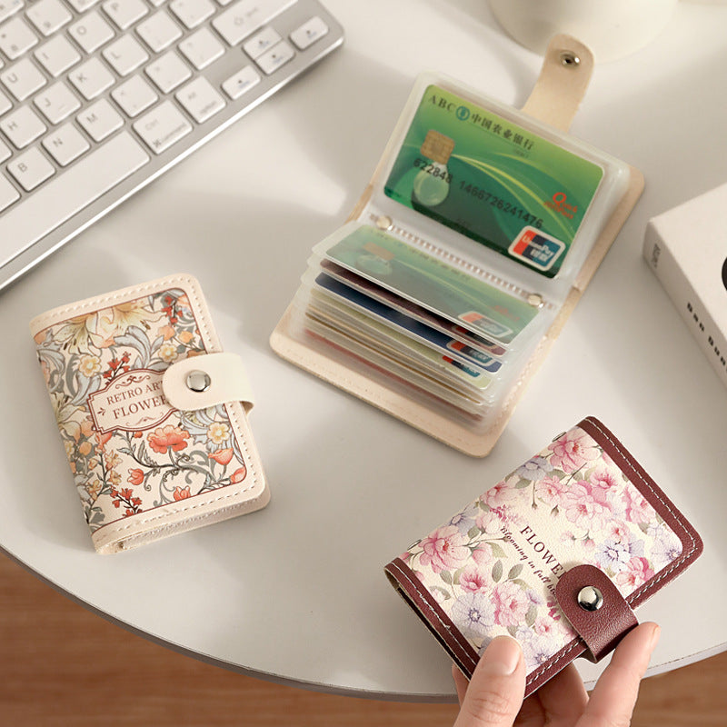 Women's Card Holder Retro Flowers Large Elegant Style