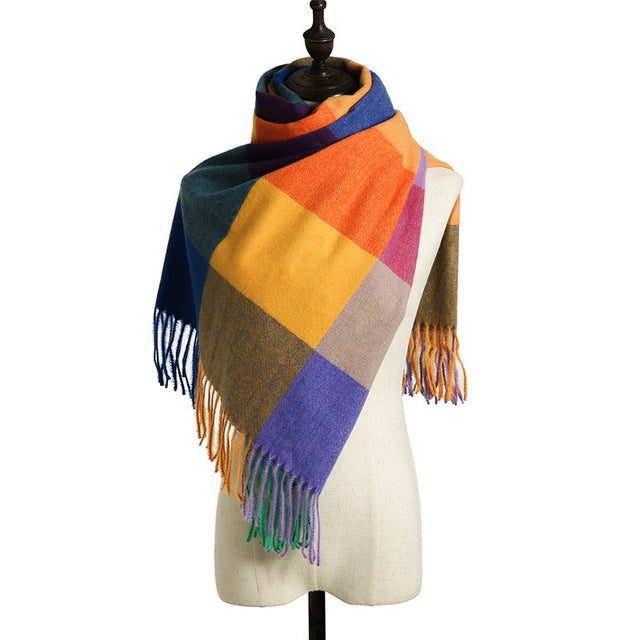 Women's Winter Plaid Scarf Warm Soft Large Shawl Wrap
