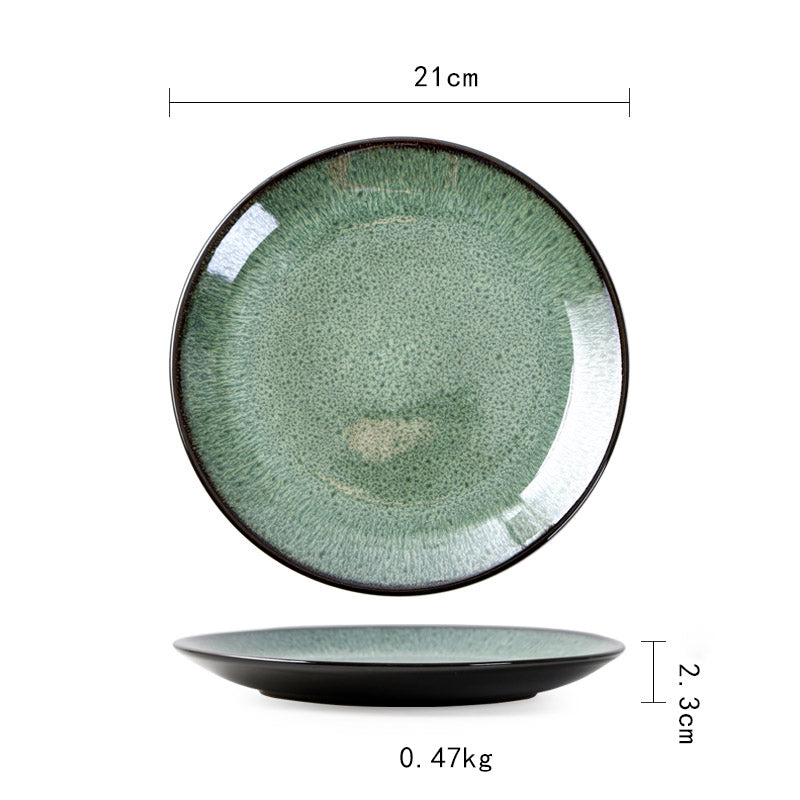 Keramik Teller Vintage | Japanischer Stil Flacher Design Teller