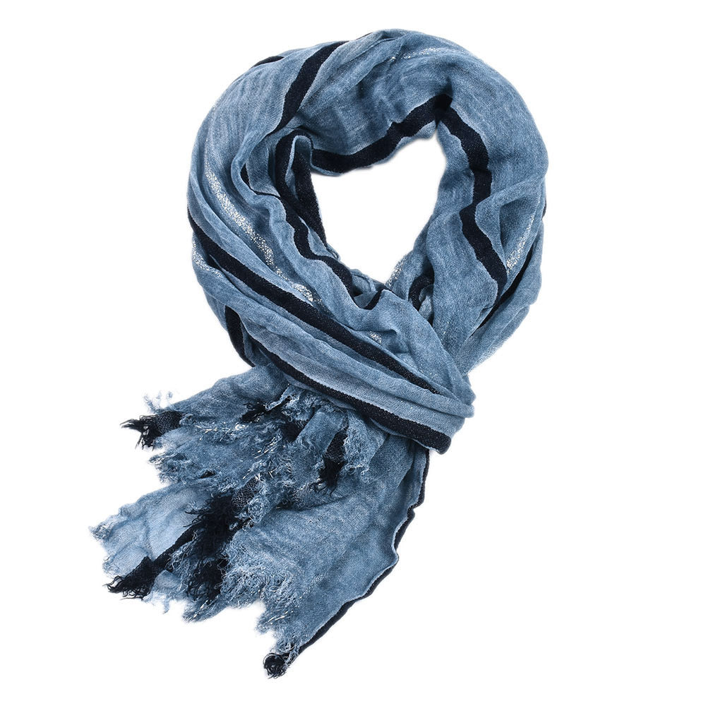 Men's Scarf Retro Gold Thread Stripes Elegant Gentleman Style