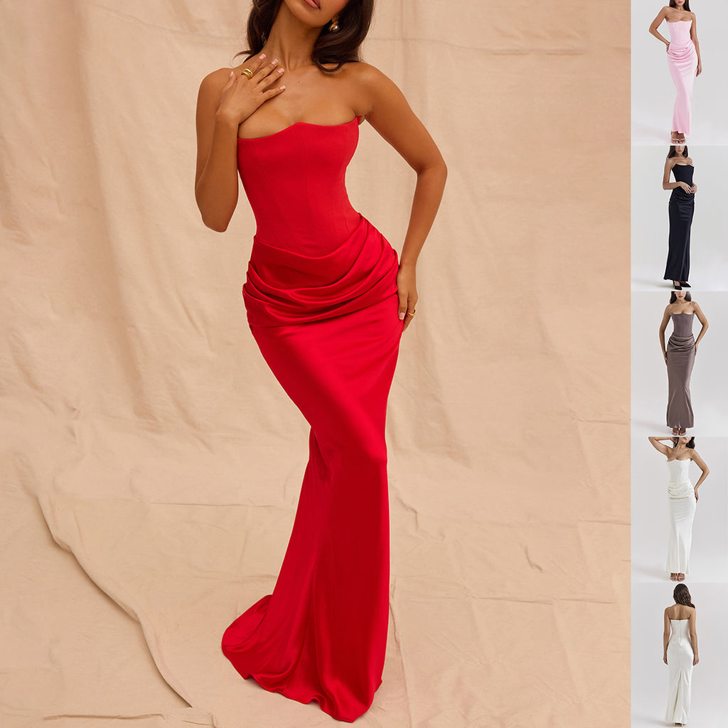 Sexy Bandeau Maxi Dress – Backless Slim-Fit Evening & Party Dress