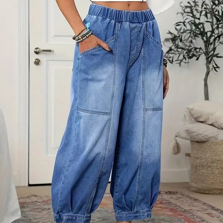 Women's High Waist Capri Jeans in Retro Style – Elegant Denim Pants