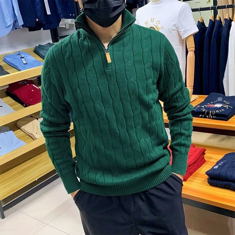 Men's Thermal Knitted Half-Zip Sweater – Warm Long-Sleeve Pullover