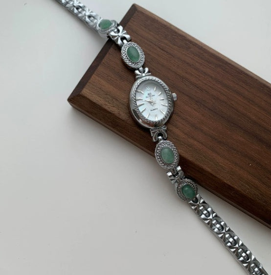 Women's Quartz Watch with Green Jade – Exclusive Designer Jewelry Watch