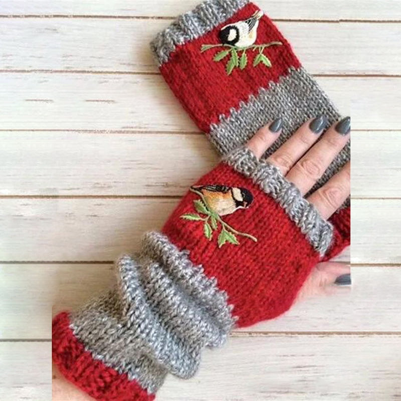 Damen Bestickte Winterhandschuhe – Modisch Warm & Elegant