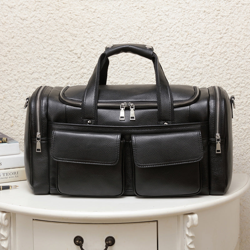 Men's Leather Travel Bag Large Capacity – Hand Luggage Weekender Premium