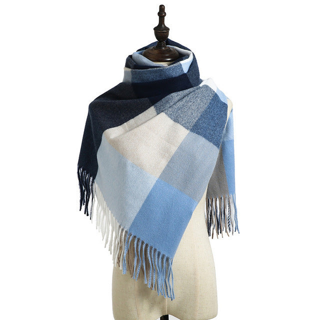 Women's Winter Plaid Scarf Warm Soft Large Shawl Wrap