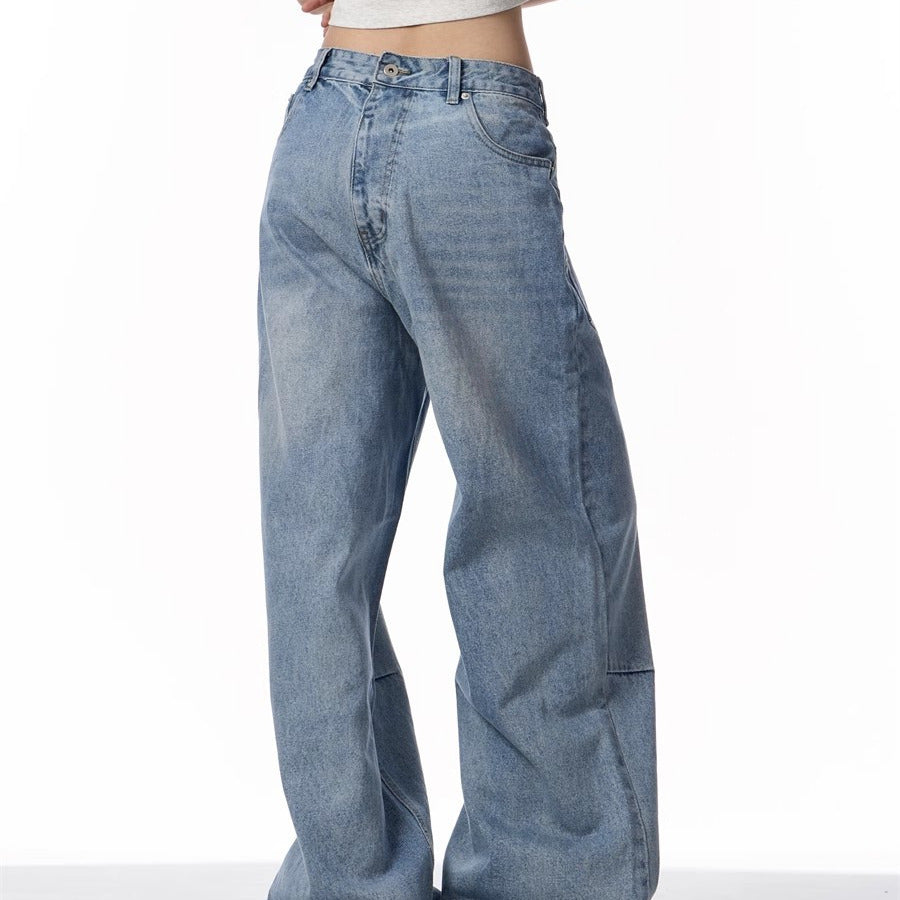 Damen Retro Jeans mit Reverse Design – Washed Denim Trendhose