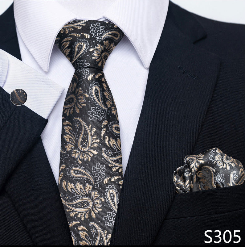 Men's Tie Set Business Scarf Cufflinks Elegant