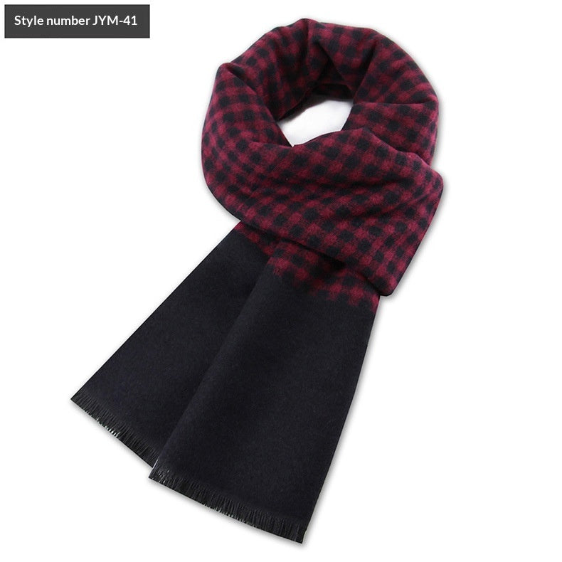 Men's Scarf Plaid Warm Wool Blend Winter Thick Elegant
