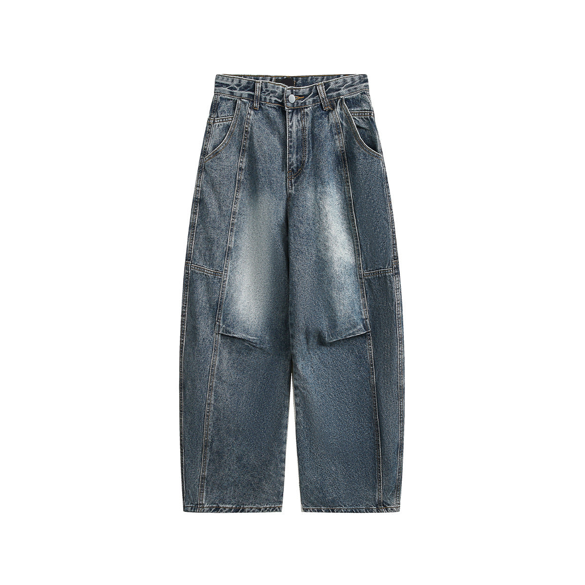 Men's Vintage Jeans Wrinkle Look – Straight Leg Loose Fit Denim