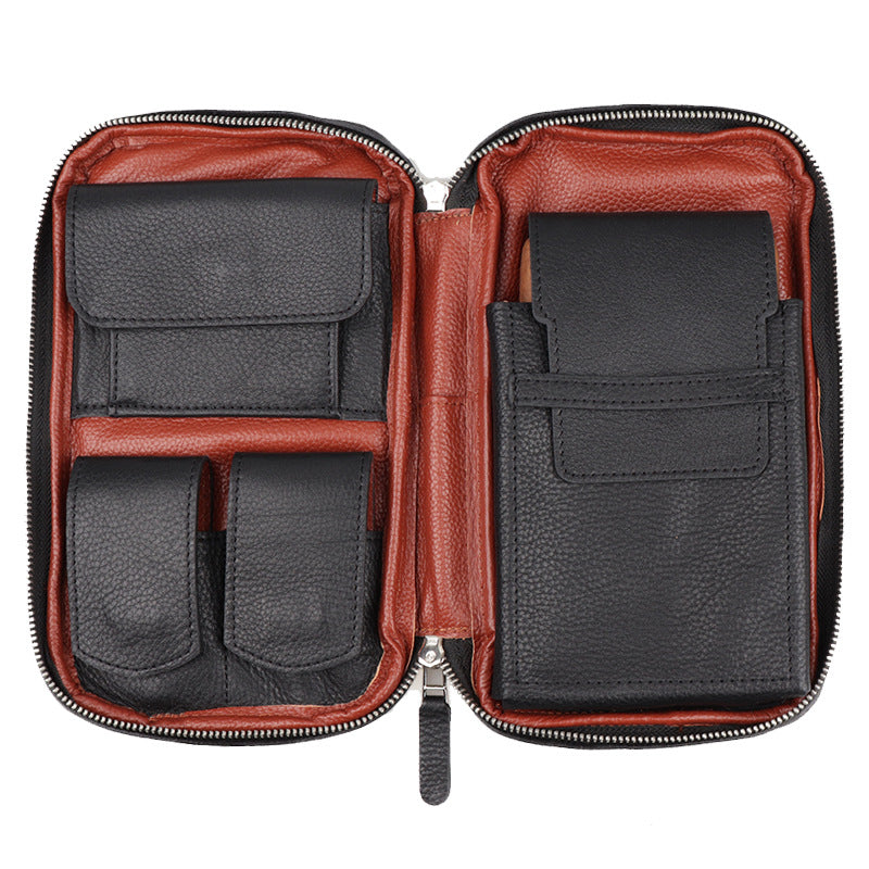 Leather Cigar Case | Travel Cigar Pouch with Humidification System