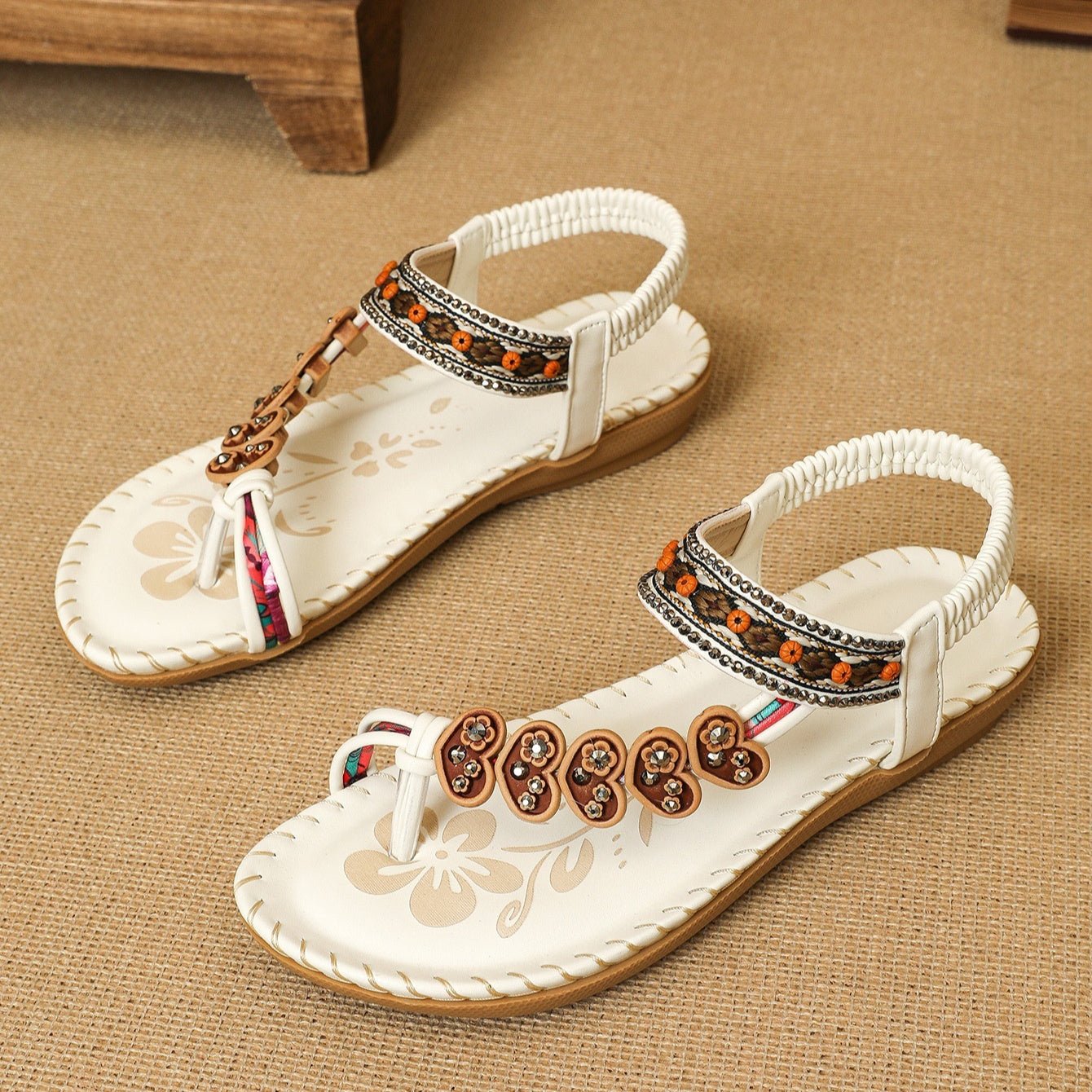 Women's Boho Flat Sandals Beach Summer Comfortable Lightweight Shoes