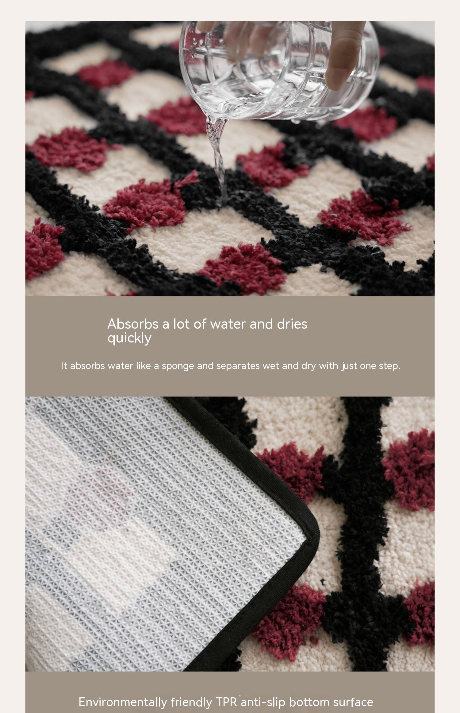 Candy Dot Rug | Non-Slip Absorbent Bedside Runner