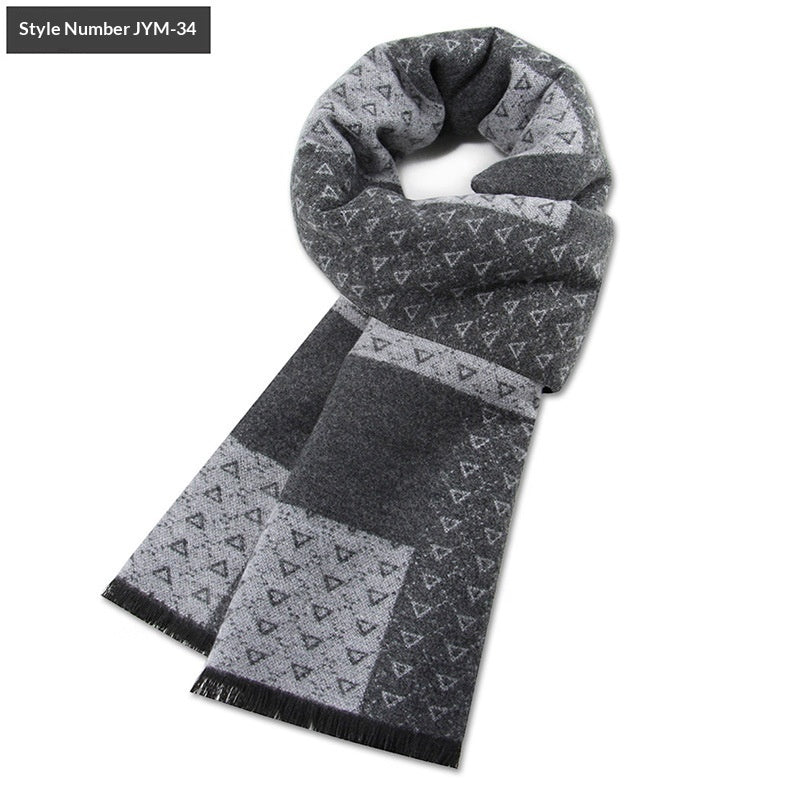 Men's Scarf Plaid Warm Wool Blend Winter Thick Elegant
