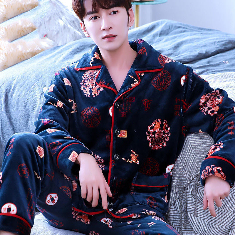 Men's Winter Homewear Set Flannel | Plus Size Loungewear