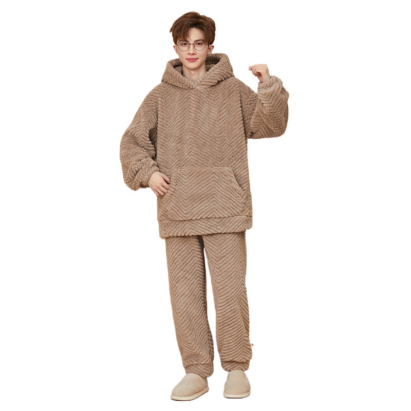 Herren Flanell Homewear | Korallenfleece Freizeitanzug Warm