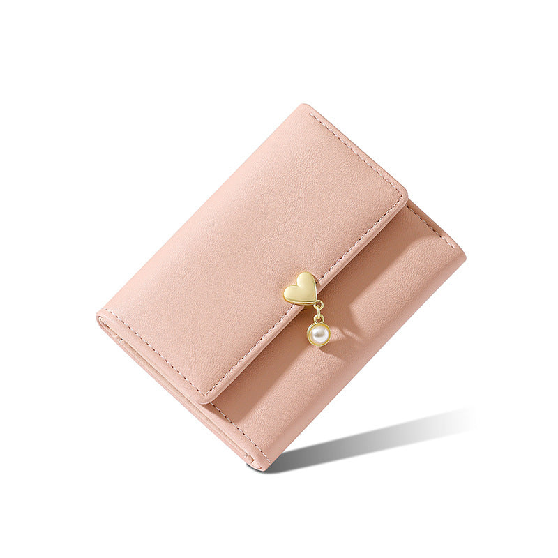 Mini Women's Tri-Fold Wallet – Cute Heart Design