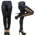 Women's Punk Faux Leather Cropped Pants – Patent Leather Look Trend Pants