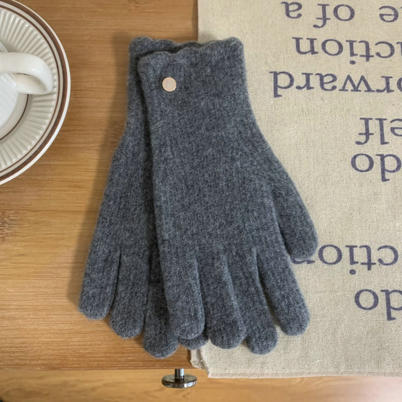Damen Wollhandschuhe mit Rüschen – Warme Winterhandschuhe