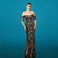 Off-Shoulder Sequin Evening Dress | Mermaid Maxi Dress