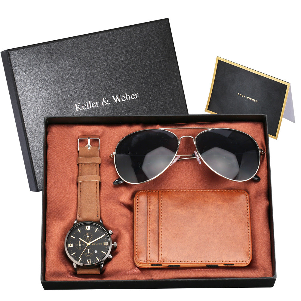 Men's Gift Set Watch Glasses Wallet | Gift Box Set