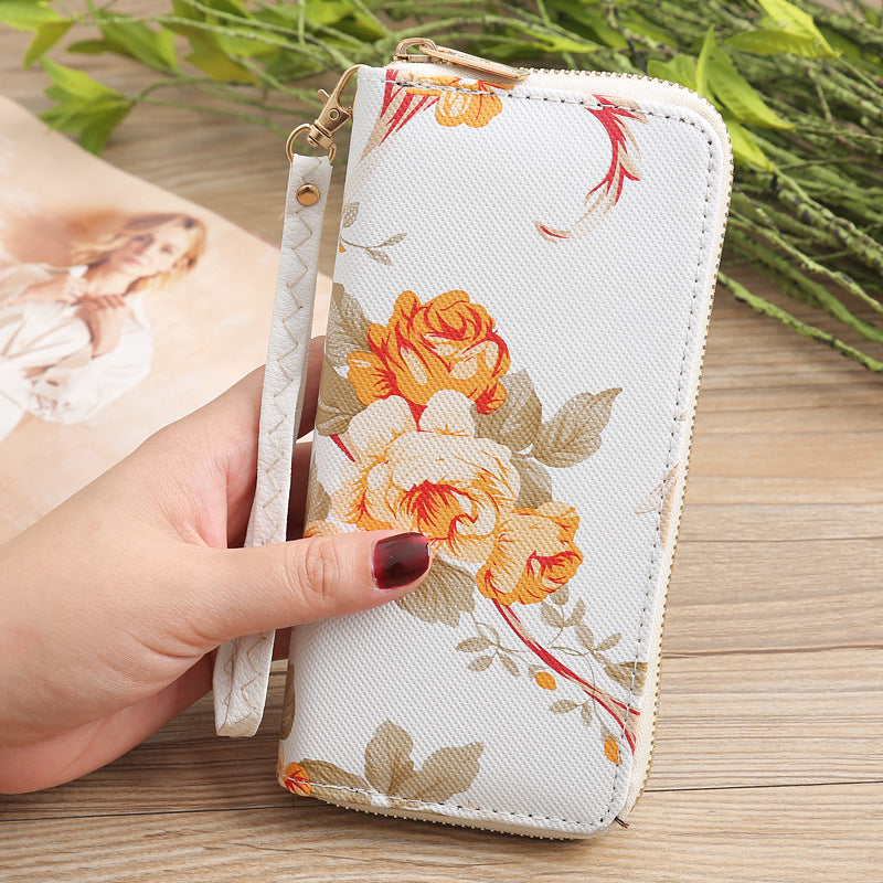 Women's Long Wallet Clutch – Phone Pouch with Elegant Print