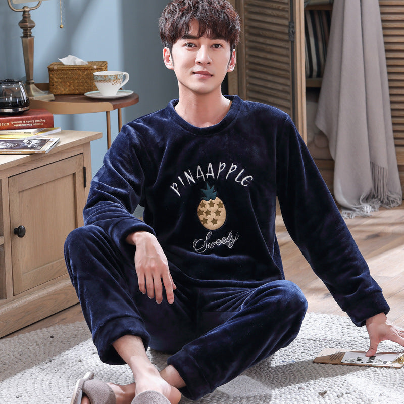 Herren Pyjama Korallenfleece Winter | Warmes Homewear Set