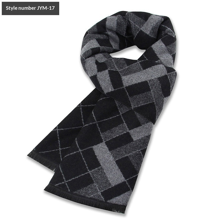 Men's Scarf Plaid Warm Wool Blend Winter Thick Elegant