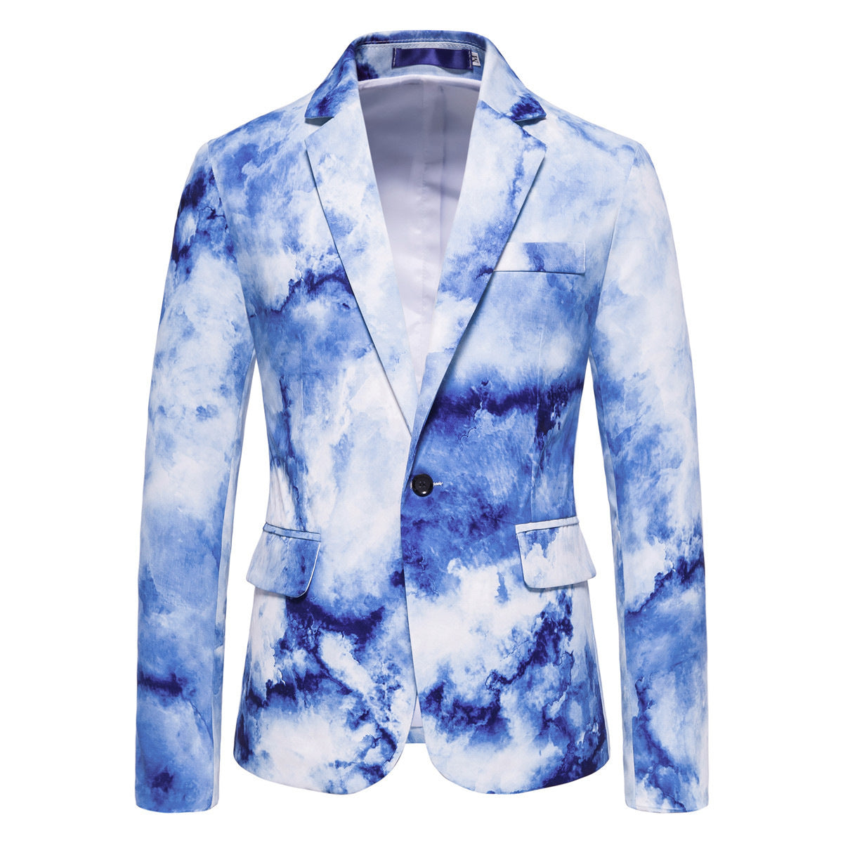 Men's Printed Single-Breasted Blazer – Fashionable Casual Suit Jacket