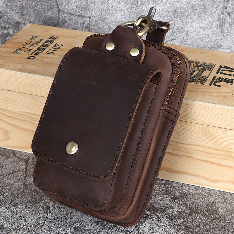 Herren Gürteltasche Leder Vintage | Handy Hüfttasche Echtleder