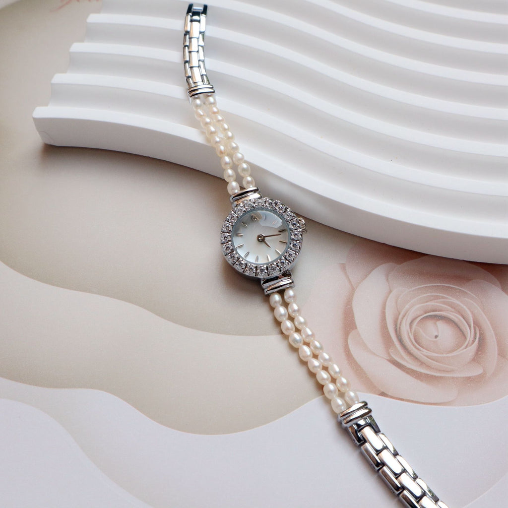 Women's wristwatch with high-quality 6A natural freshwater pearl, versatile