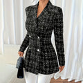 Damen Plaid Mantel Elegant | Slim Fit Winterjacke Chic